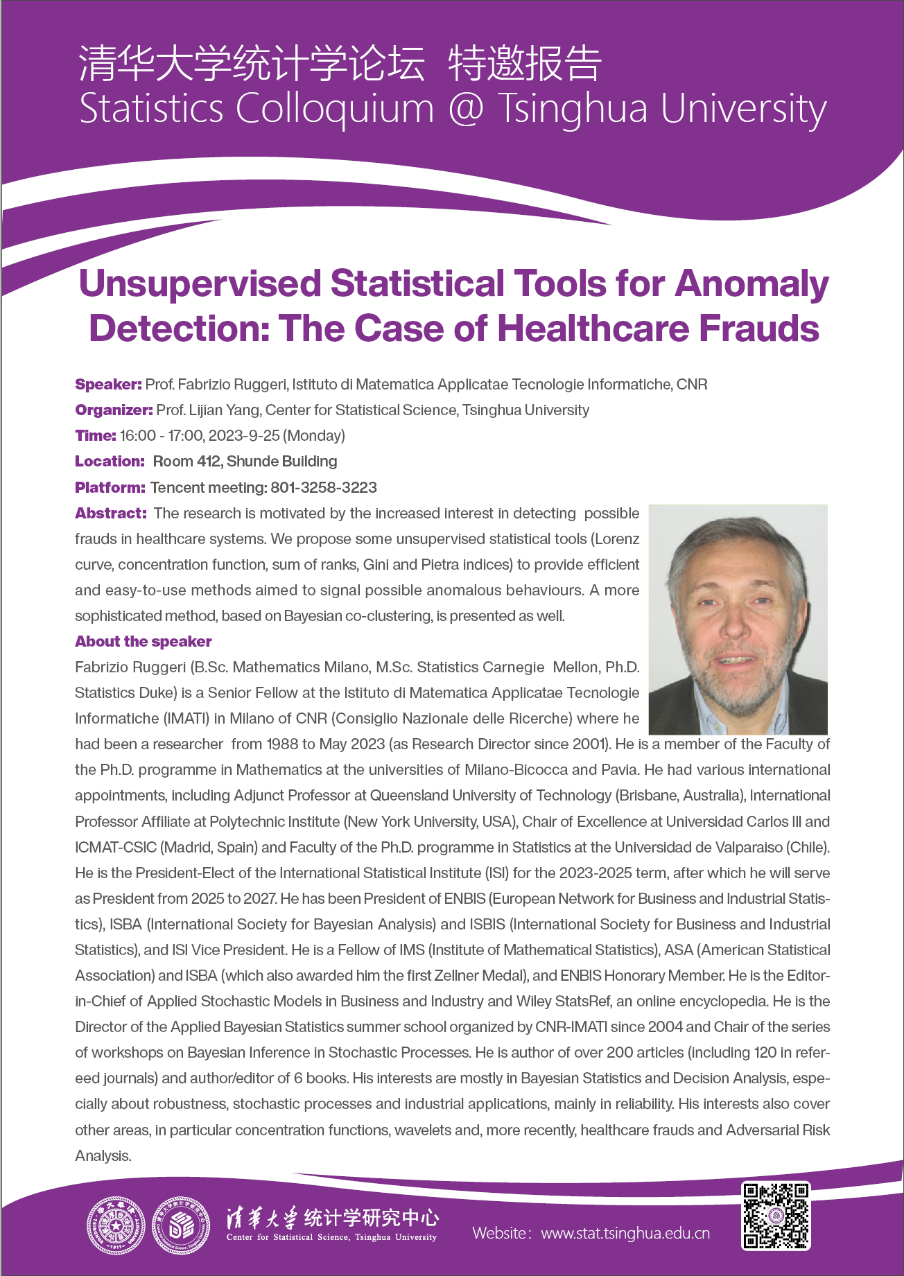 【统计学论坛】Unsupervised Statistical Tools for Anomaly Detection: The Case of Healthcare Frauds